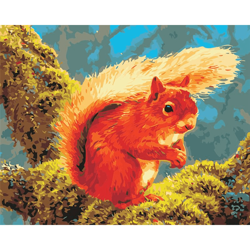 DIY Digital Painting Orange Squirrel Digital Painting Modern Decoration Gift for Children and Adults - MRSLM