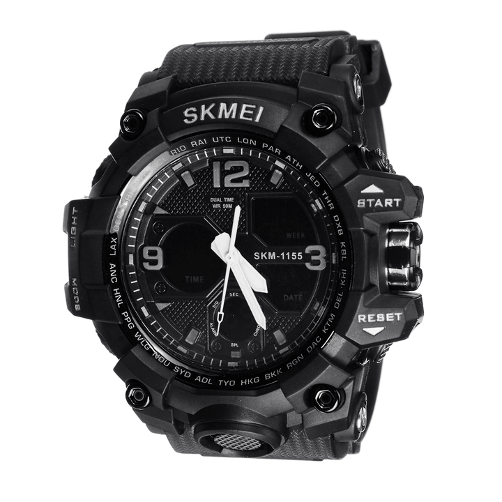 SKMIE 1155B Brand Waterproof EL Light Men Sport S Shock Watch Dual Display Analog Digital LED Electronic Quartz-Watches Bike Watch - MRSLM