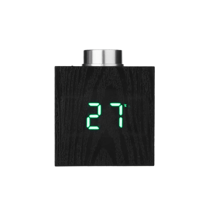 TS-T13 Wooden Grain LED Knob Digital Electronic Creative Thermometer Hygrometer USB Charging Temperature and Humidity Measure - MRSLM