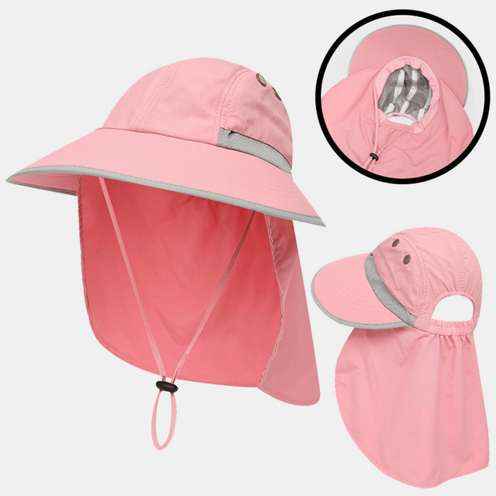 Unisex Nylon Solid Color Adjustable Summer Outdoor Sunshade Fishing Climbing Hat Breathable Bucket Hat - MRSLM