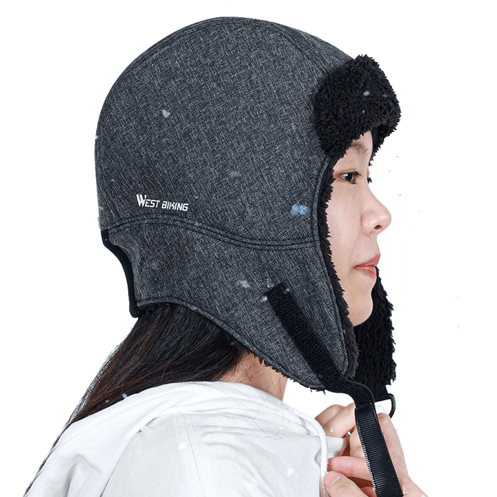 WEST BIKING Windproof Fleece Hat Outdoor Cycling Skiing Winter Warm Thermal Headwear Portable Waterproof Cycling Helmets - MRSLM