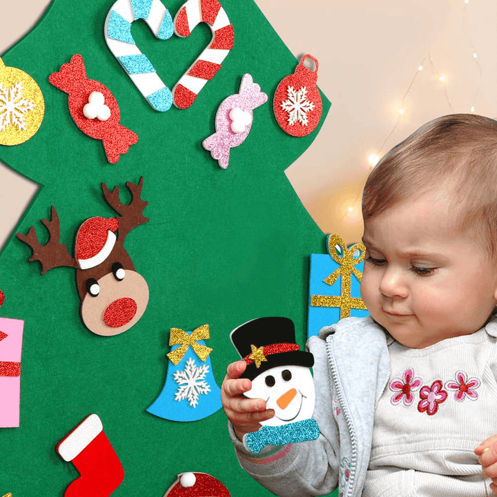 DIY Felt Christmas Tree with Glitter Ornaments Freely Paste Wall Hanging Christmas Trees Christmas Decorations Felt New Year Gift DIY Christmas Tree Kit - MRSLM