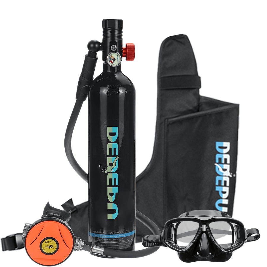DEDEPU Scuba Diving Set 1L Diving Tank with Snorkelling Glasses+Storage Bag Underwater Mini Scuba Tank Accessories - MRSLM