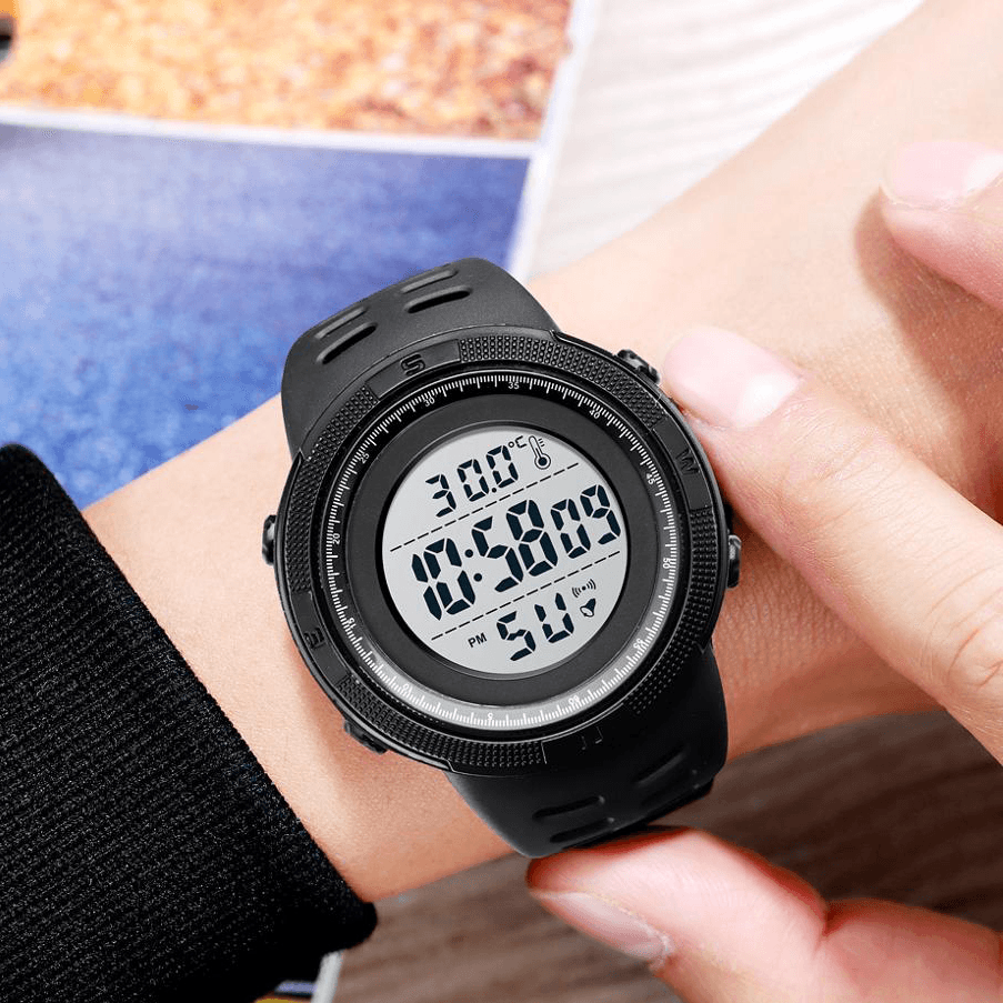 SKMEI 1681 Body Ambient Temperature Monitor Date Week Luminous Display Chronograph Waterproof Fashion Universal Digital Watch - MRSLM