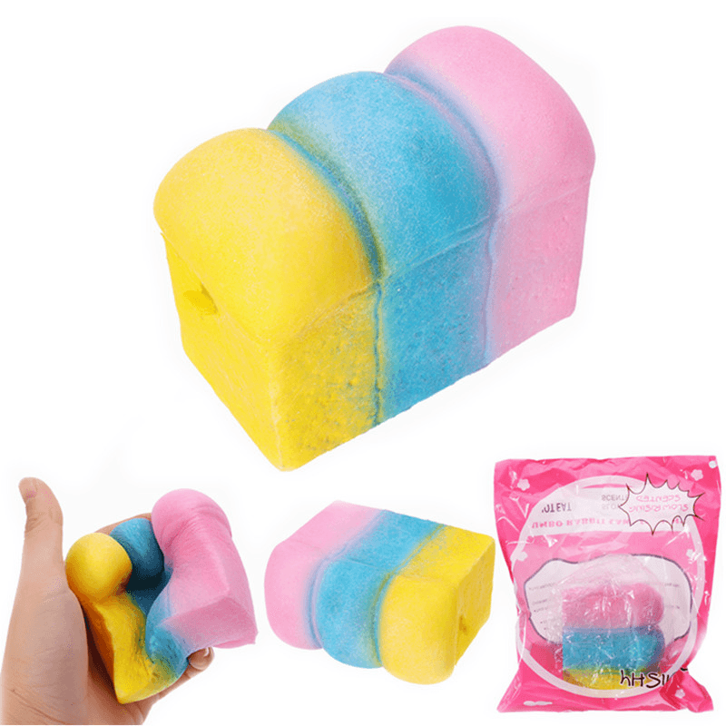 Yunxin Squishy Rainbow Toast Loaf Bread 10Cm Slow Rising with Packaging Collection Gift Decor Toy - MRSLM