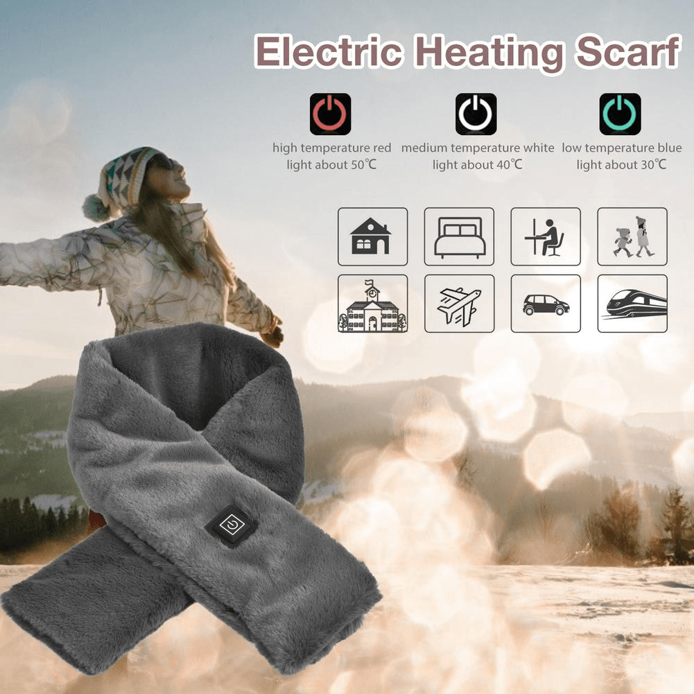 Winter Electric Heated Scarf 5V 3 Level Adjustable Temperature Scarf USB Charging Heat Control Neck Warmer for Cycling Camping - MRSLM