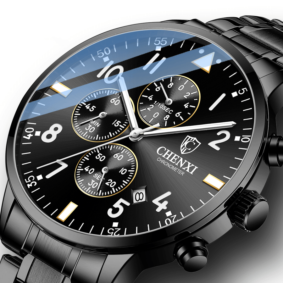 CHENXI Business Men Full Steel Quartz Wristwatch Waterproof Date Clock Alloy Men Watch - MRSLM