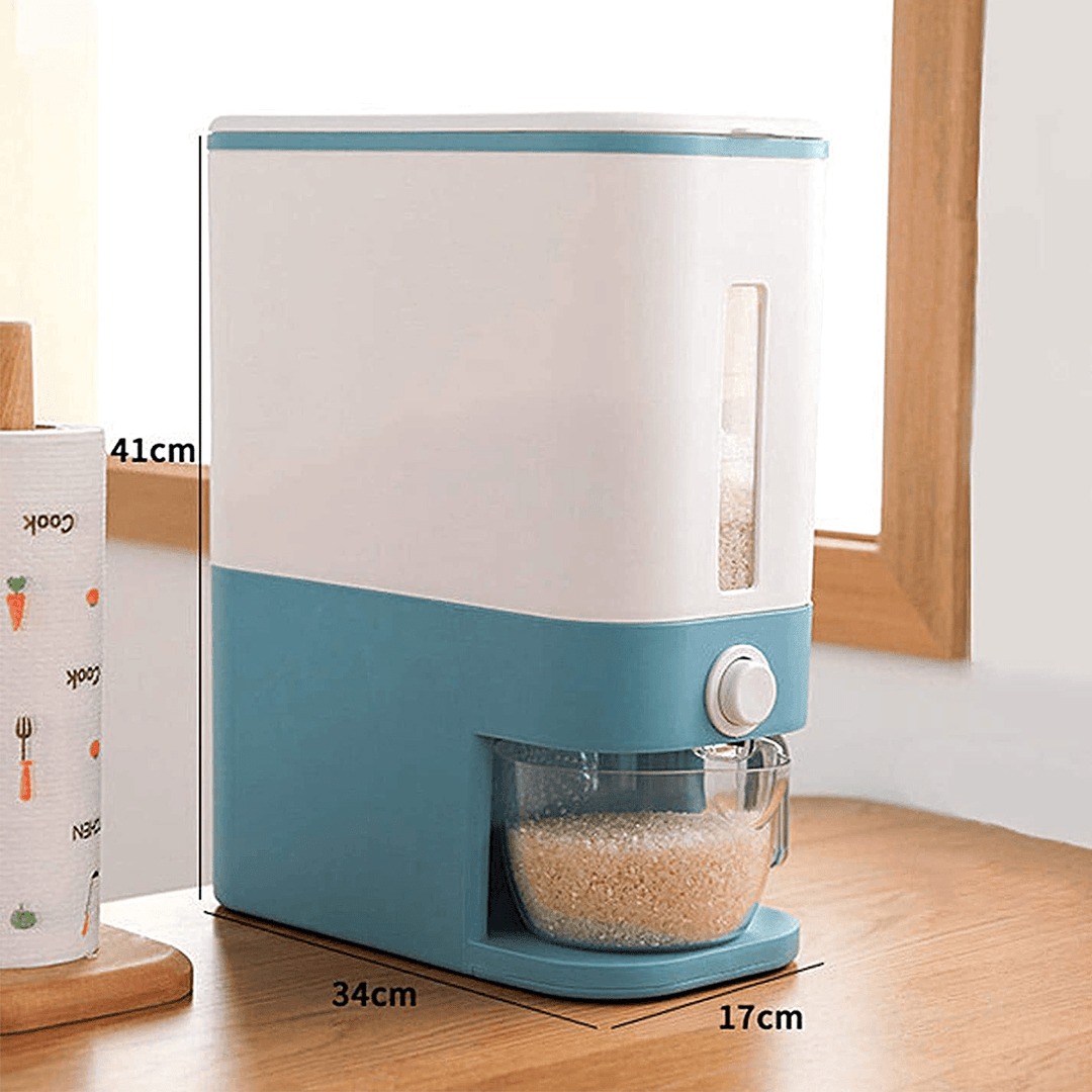 12Kg Auto Cereal Dispenser Storage Box Kitchen Food Top Rice Grain for Home Kitchen Cereal Storage Tool - MRSLM