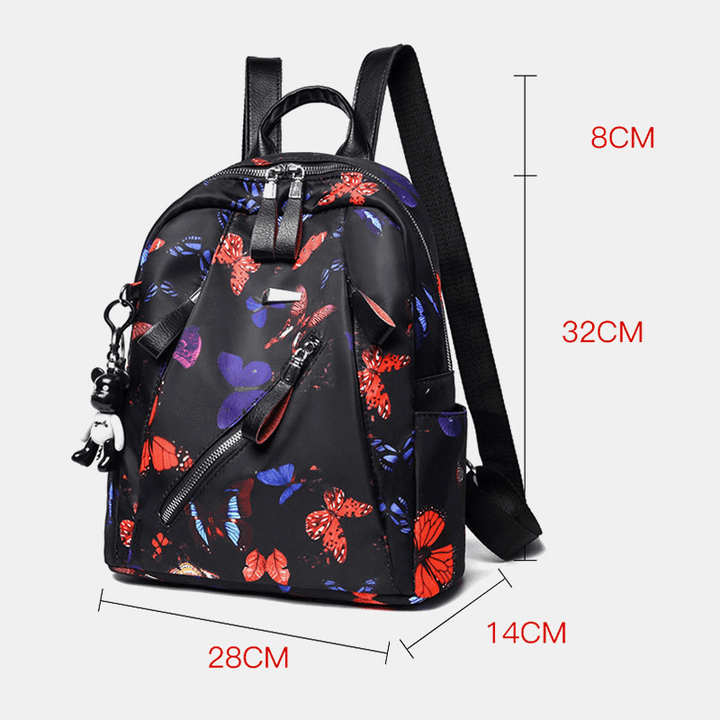 Women Waterproof Multi-Carry Butterfly Pattern Casual Outdoor Backpack - MRSLM