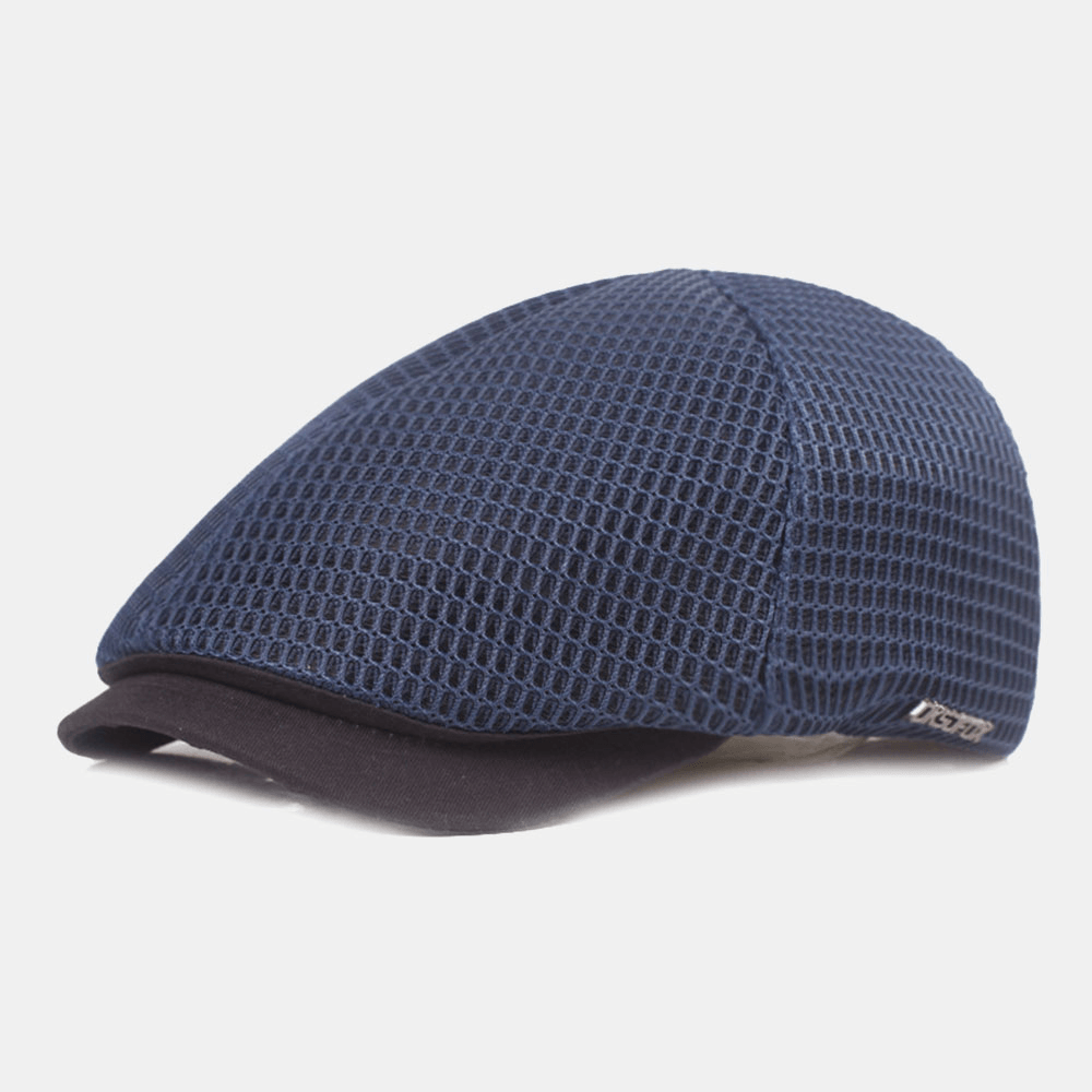 Men Full Mesh Breathable Casual Travel Sunshade Forward Hat Flat Cap Beret Cap - MRSLM