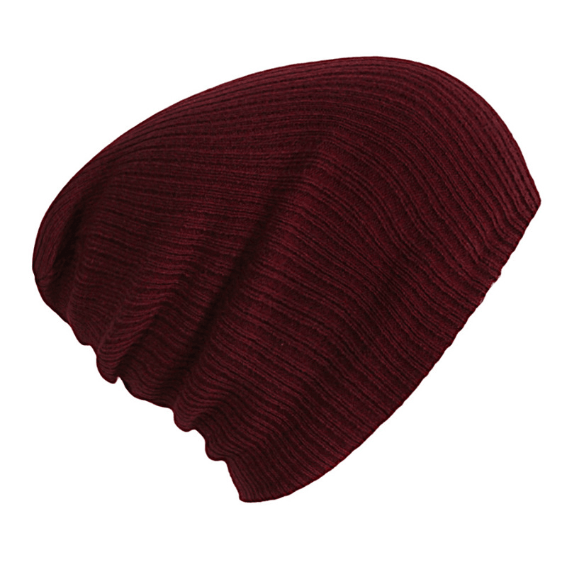 Solid Color Striped Woolen Hat Cap - MRSLM