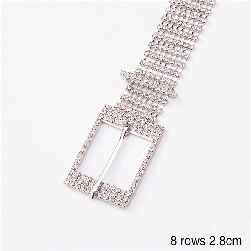 Women'S Shiny Alloy Belt with Rhinestones - MRSLM