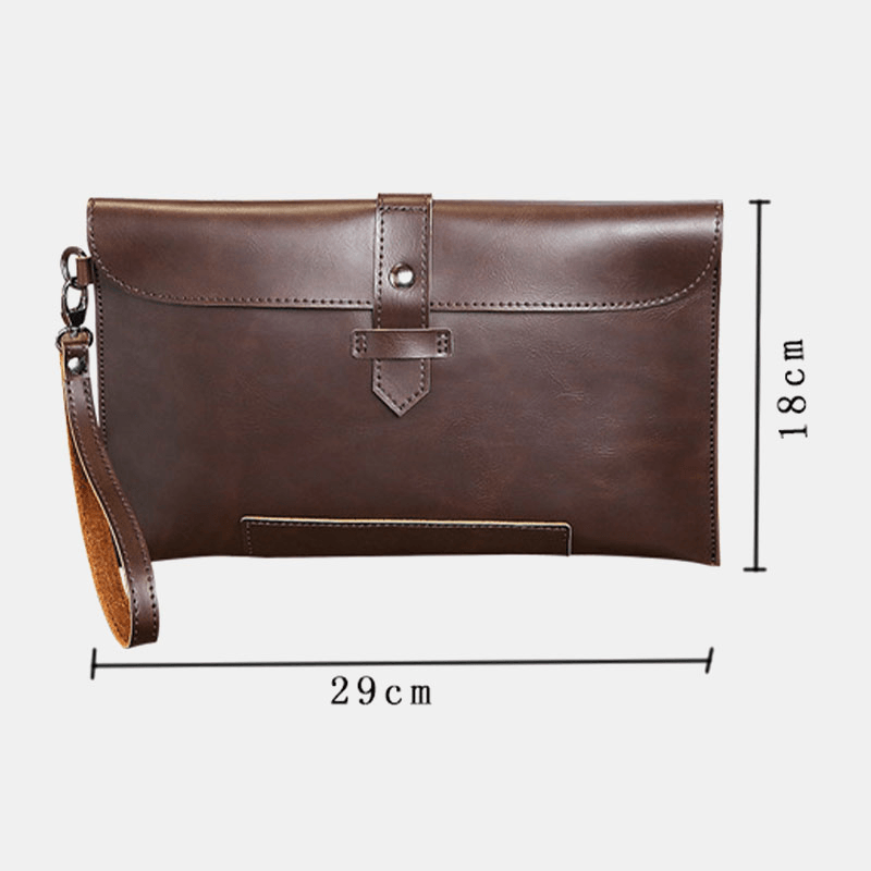 Men Faux Leather Retro Business 6.7 Inch Phone Bag Envelope Bag Clutch Bag - MRSLM