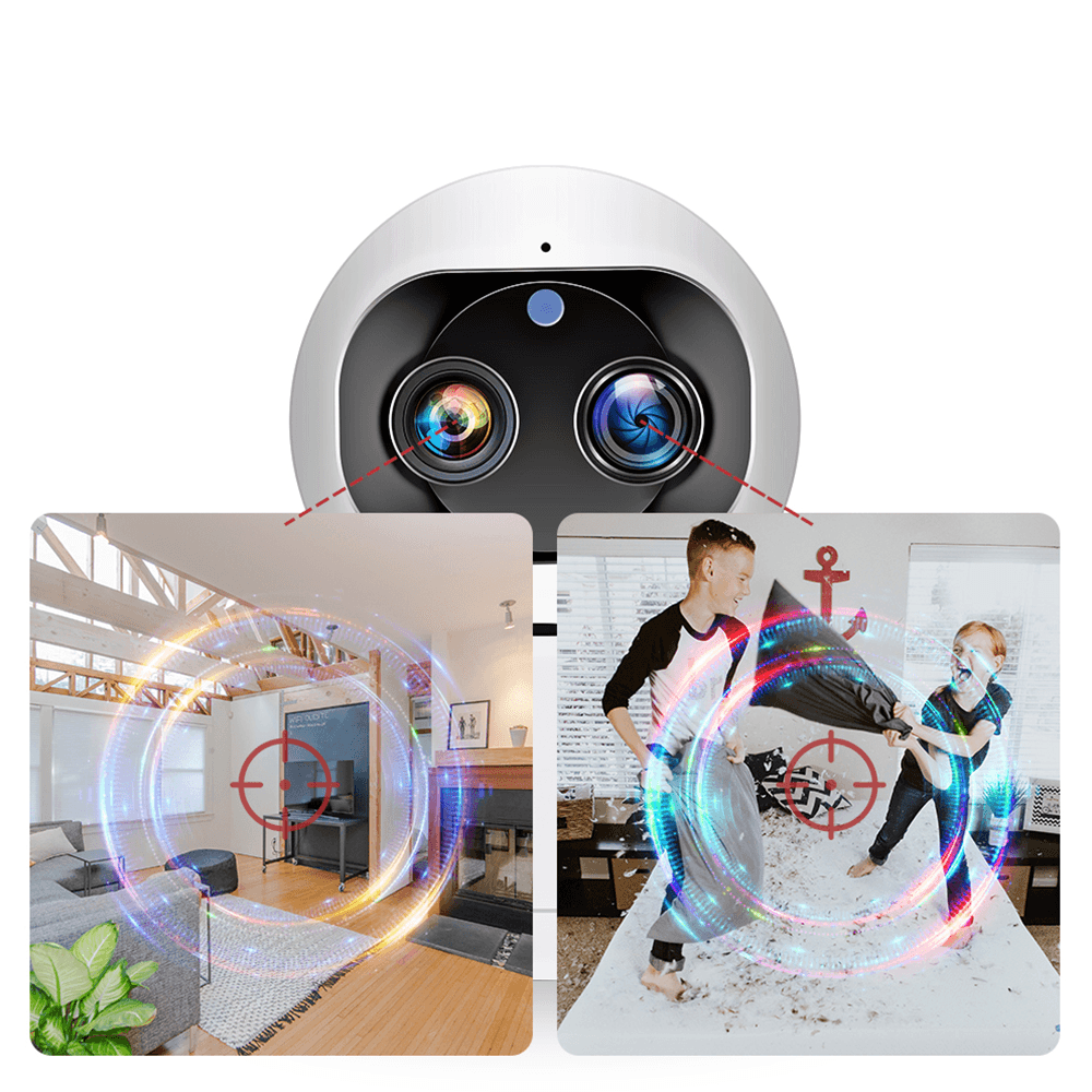 [Dual Lens] INQMEGA Cloud 1080P 2MP Dual-Lens PT 360° Wireless IP Camera Wifi Auto Tracking Indoor Home Security Surveillance CCTV Network Baby Monitors - MRSLM