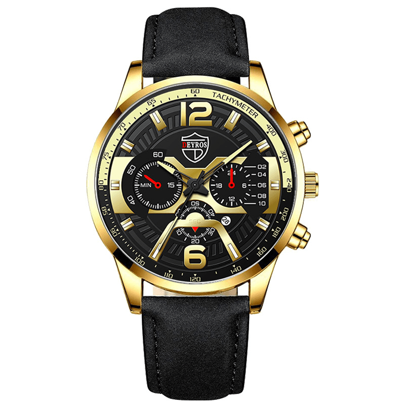 DEYROS DS1510 Business Casual with Calendar Dial PU Leather Strap Men Quartz Watch Wristwatch - MRSLM