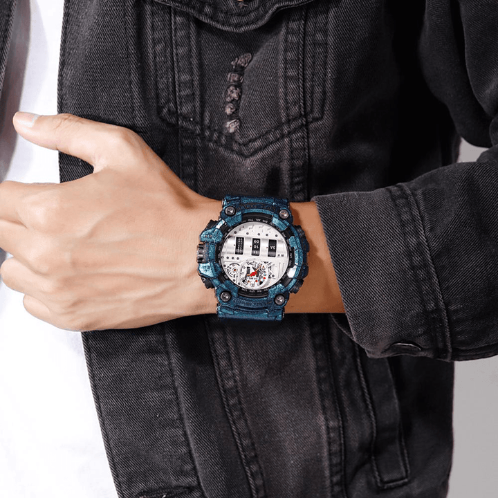 SKMEI 1557 Dual Time Display Sport Men Wrist Watch PU Leather Band Quartz Watch - MRSLM
