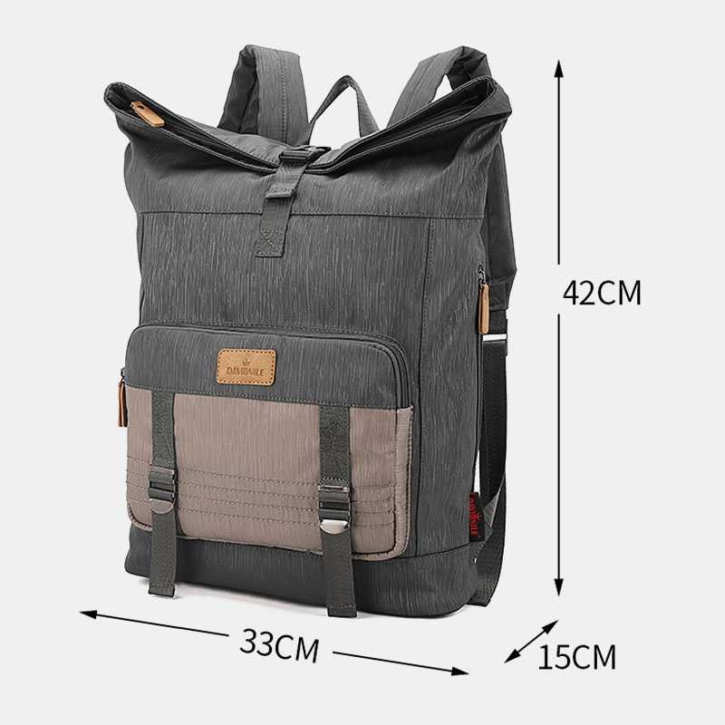 Men Canvas Waterproof Large Capacity Backpack Casual 15.6 Inch Laptop Bag Travel Bag - MRSLM