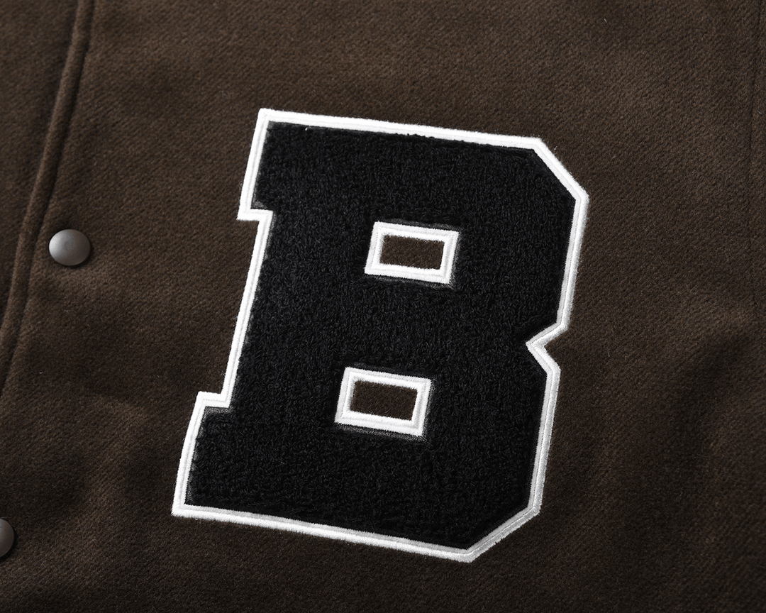 Letter Embroidery Baseball Uniform Street Hip-Hop Woolen Jacket - MRSLM