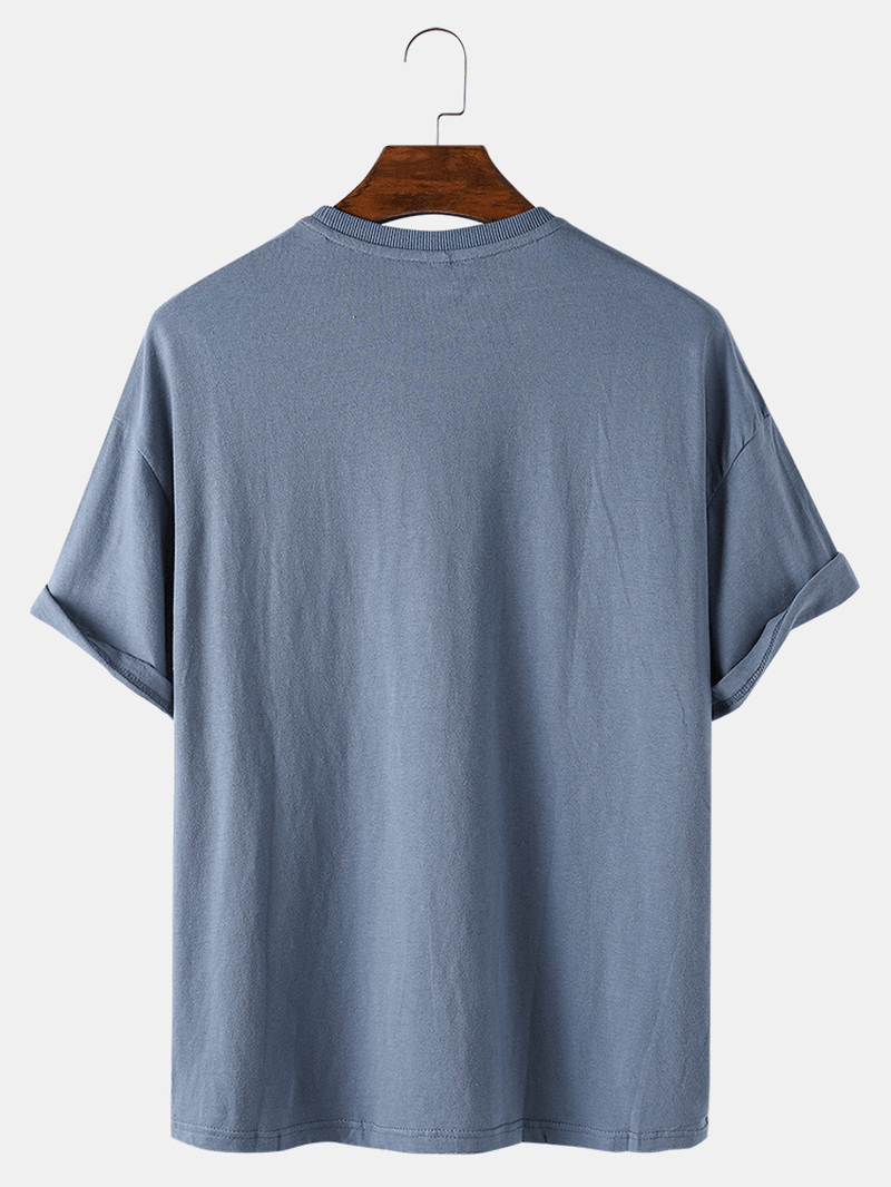 Mens Cotton Seafood Print Casual & Breathable Plain round Neck T-Shirts - MRSLM