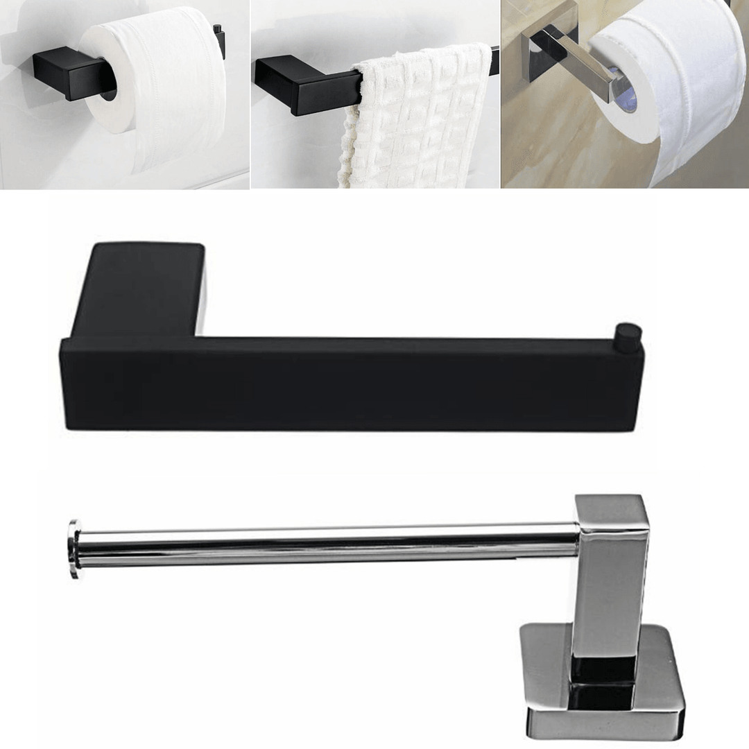 Chrome Stainless Steel Bathroom Toilet Paper Roll Holder Wall Rack Towel Bracket - MRSLM