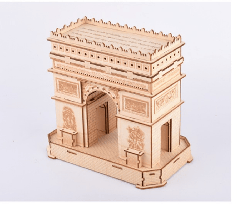 Laser Cut Wooden Three-Dimensional Jigsaw Puzzle Color Box Arc De Triomphe Paris - MRSLM