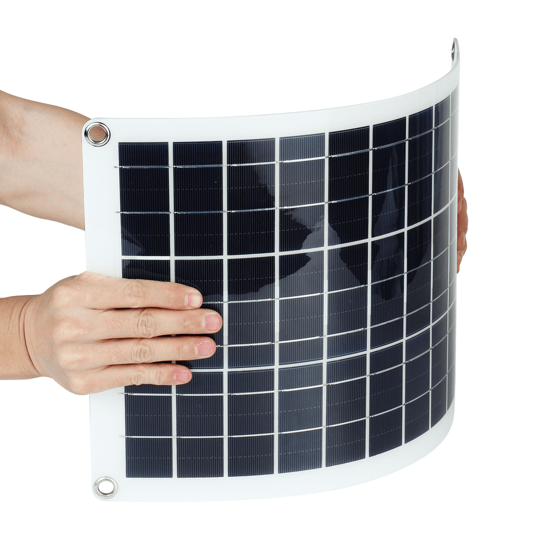 Max 100W Protable Solar Panel Kit Dual DC USB Charger Kit Single Crystal Semi-Flexible Solar Power Panel W/ None/10A/30A/60A/100A Solar Controller - MRSLM