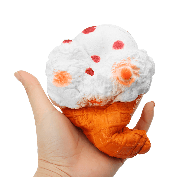 Squishy Jumbo Ice Cream Cone 19Cm Slow Rising White Collection Gift Decor Toy - MRSLM