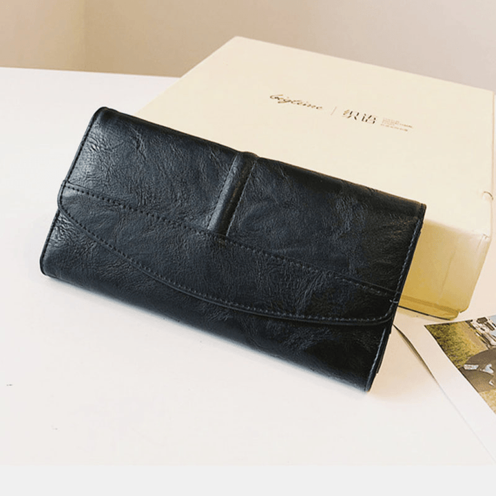 Unisex Faux Leather Retro Trifold Hand-Carry Multi-Slot 5.5 Inch Phone Clutch Bag Purse Wallet - MRSLM