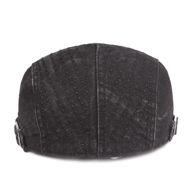 Mens Washed Cotton Patchwork Colors Beret Caps Outdoor Sport Adjustable Visor Forward Hats - MRSLM