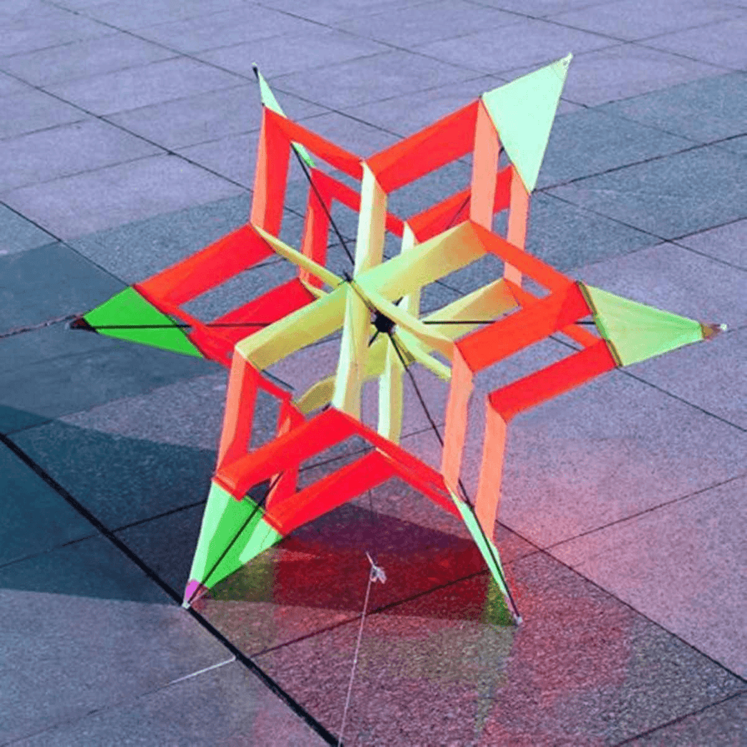 3D Colorful Hexagon Kite Single Line FRP Plum Flower Flying Kite Outdoor Sport Kids Adult Fun Toys - MRSLM