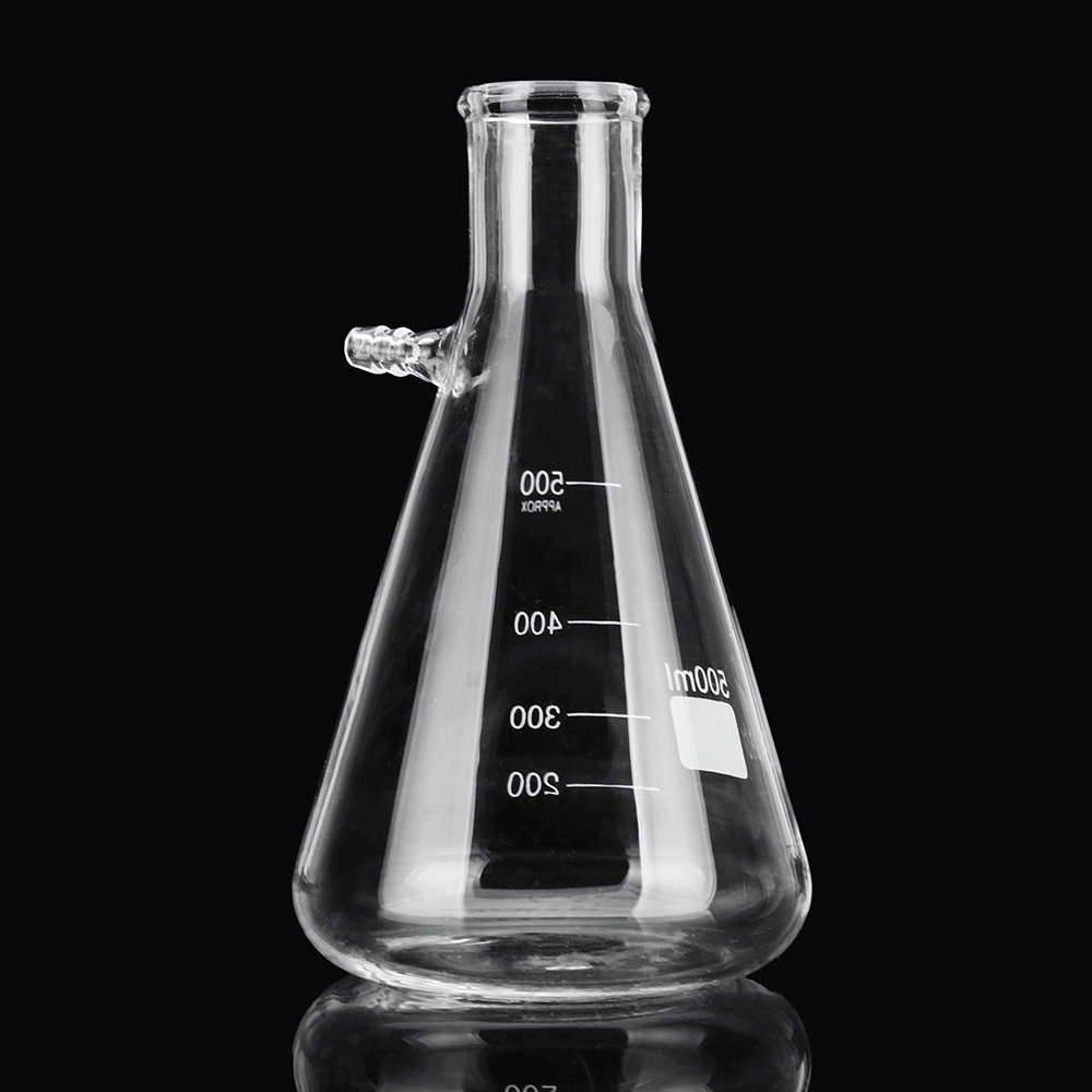 500Ml Clear Borosilicate Glass Filtering Flask Vacuum Filtration Flask Bottle Lab Glassware - MRSLM