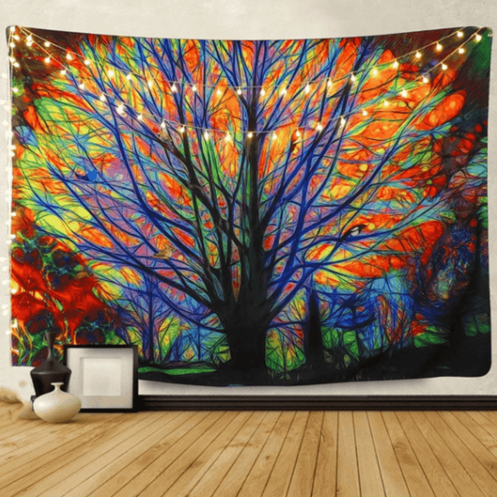 180X180Cm Colorful Tree Leaves Waterproof Bathroom Shower Curtain W/ 12 Hooks - MRSLM