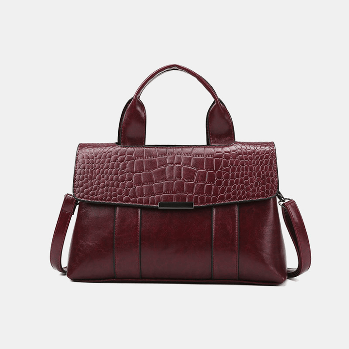 Women Faux Leather Retro Vintage Fashion Multi-Carry Handbag Tote Crossbody Bag - MRSLM