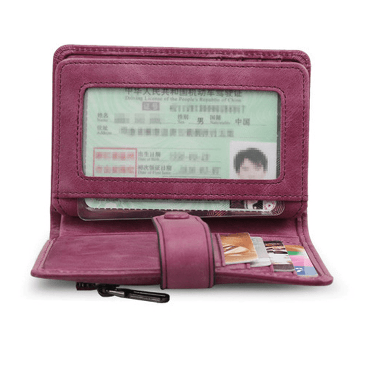 12 Card Slots Women Genuine Leather Minimalist Elegant Short Wallet Card Holder Purse - MRSLM