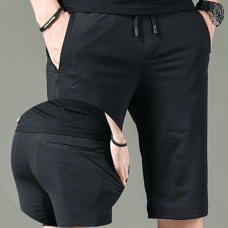 Elastic Pants Male High Elastic Hollow Silk Five Points Casual Shorts - MRSLM