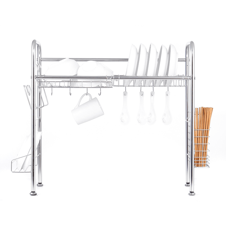 64/74/84Cm Double Layer Stainless Steel Rack Shelf Storage for Kitchen Dishes Arrangement - MRSLM