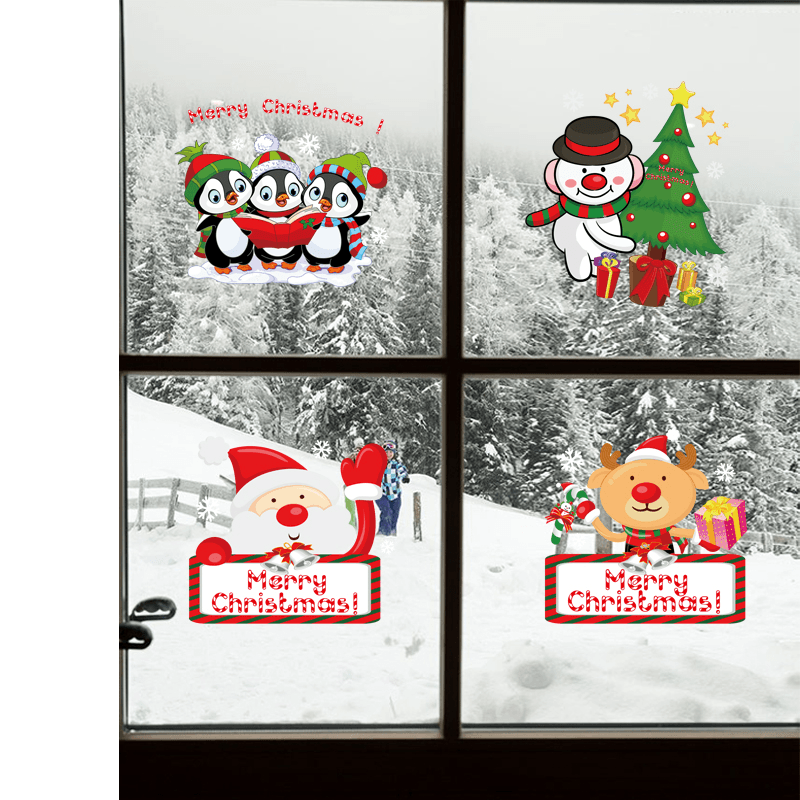 Miico SK9108 Christmas Sticker Window Cartoon Penguin Pattern Wall Stickers Removable for Room Decoration - MRSLM
