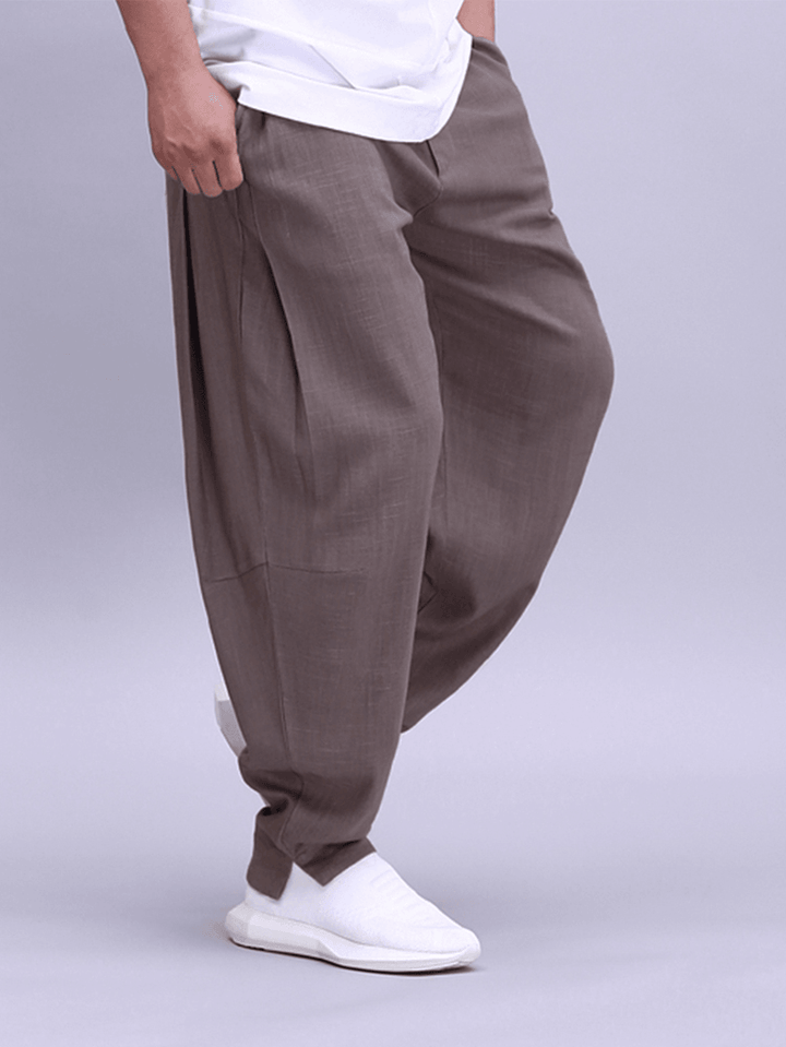 Mens Cotton Lightweight Breathable Wide Leg Loose Yoga Casual Pants - MRSLM