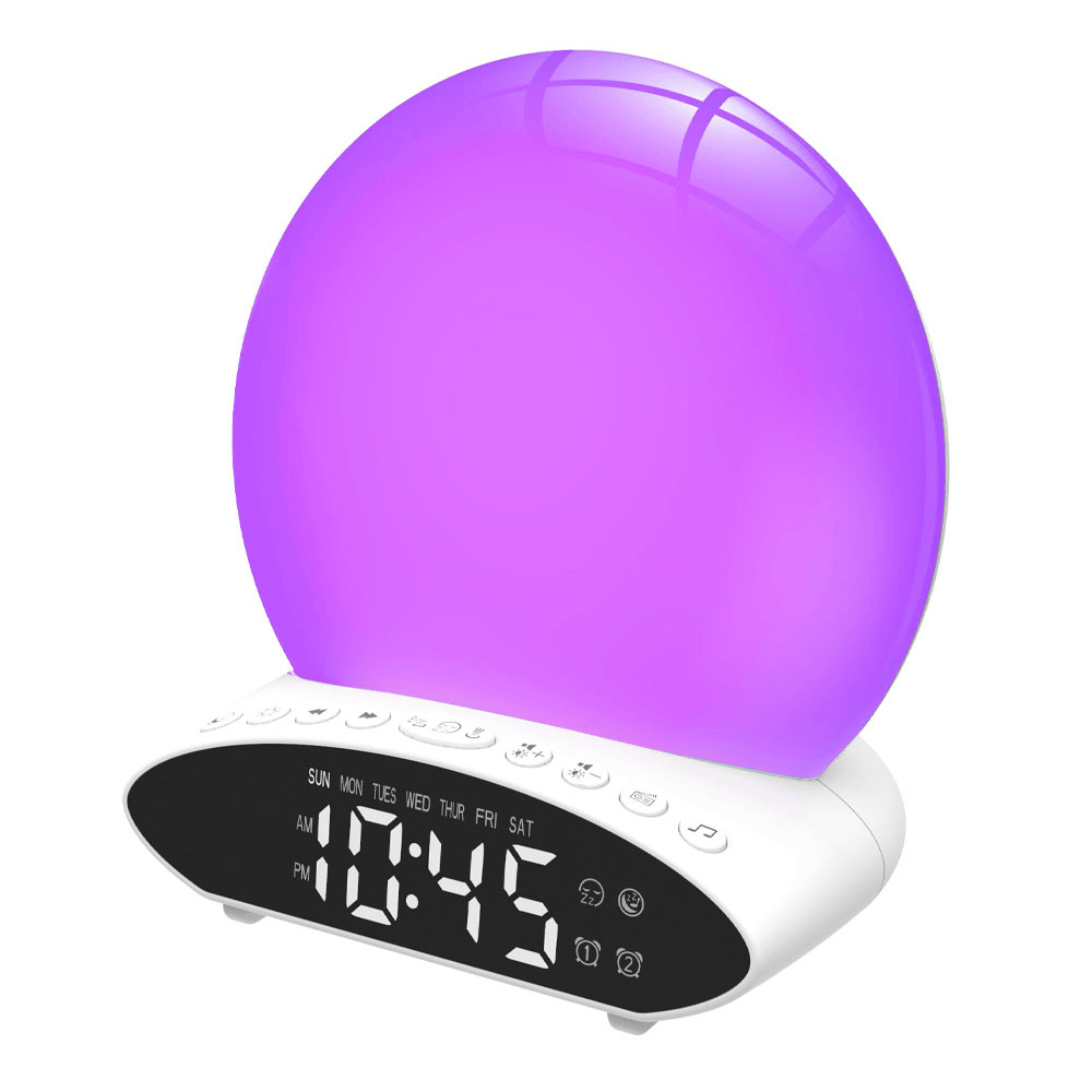 HD Time Projection LED Alarm Clock 7 Colors FM Radio Sleep Aid Snooze Mode Wake-Up Clock Device U Disk Music Speaker - MRSLM
