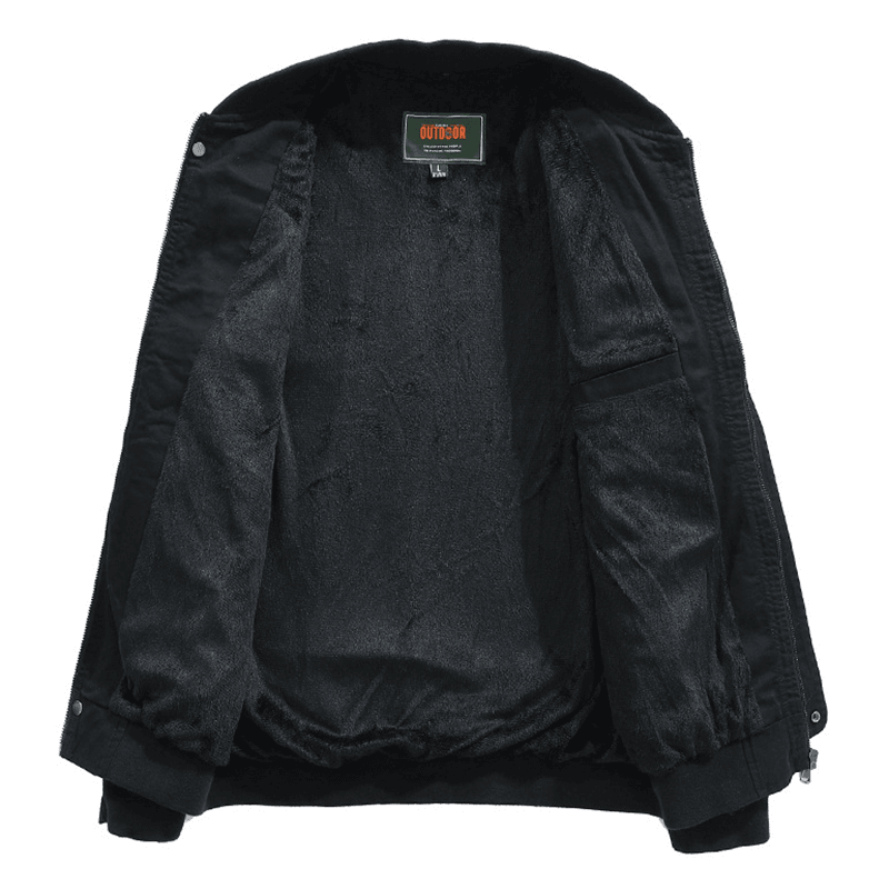 Mens Warm Fleece Liner Pockets Trendy Cargo Cotton Jacket - MRSLM