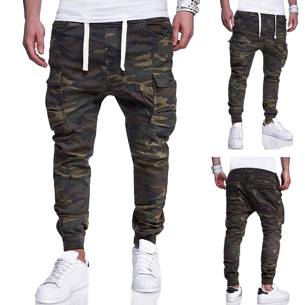 Men'S Fashion Camouflage Printed Tether Belt Casual Pants - MRSLM