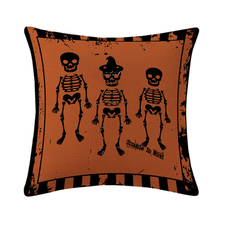 Halloween Terror Witch Pattern Pillowcase Cotton Linen Throw Pillow Cushion Cover Seat Home Decoration Sofa Decor - MRSLM