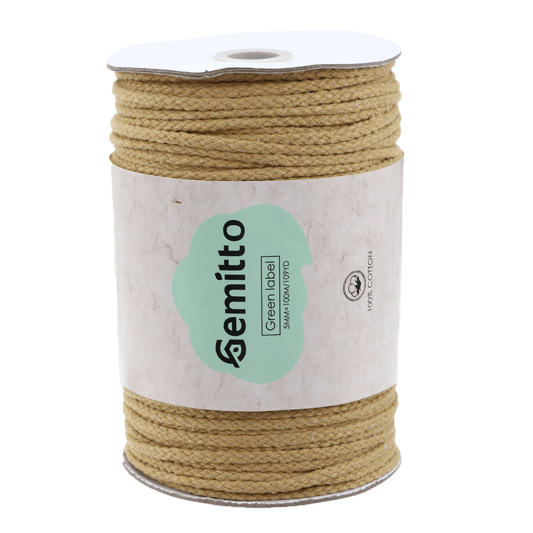 GEMITTO 100M Braided Rope Cotton Yarn Cords 100% Cotton DIY Craft Knitting Wall Hanging for Hand Knitted Gifts - MRSLM