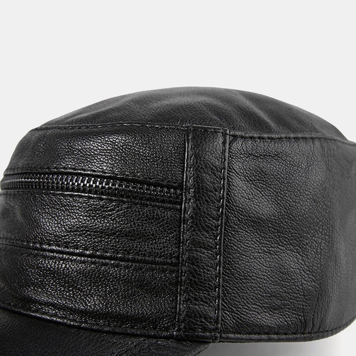Leather Hat Men'S Baseball Cap Goatskin Hat Leather Flat Hats - MRSLM
