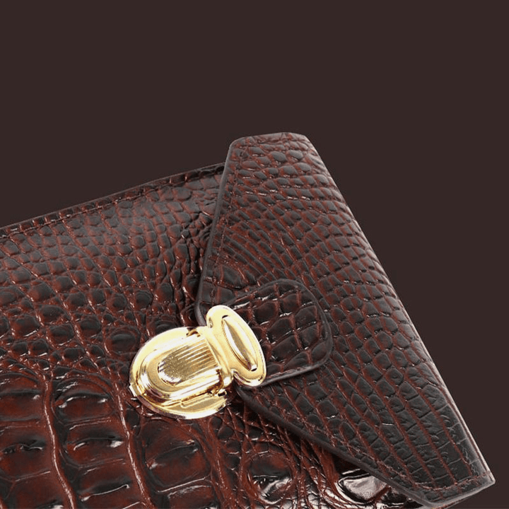 Men PU Leather Crocodile Pattern Multifunctional Casual Double Layer 6.5Inch Phone Bag Waist Bag with Hook - MRSLM