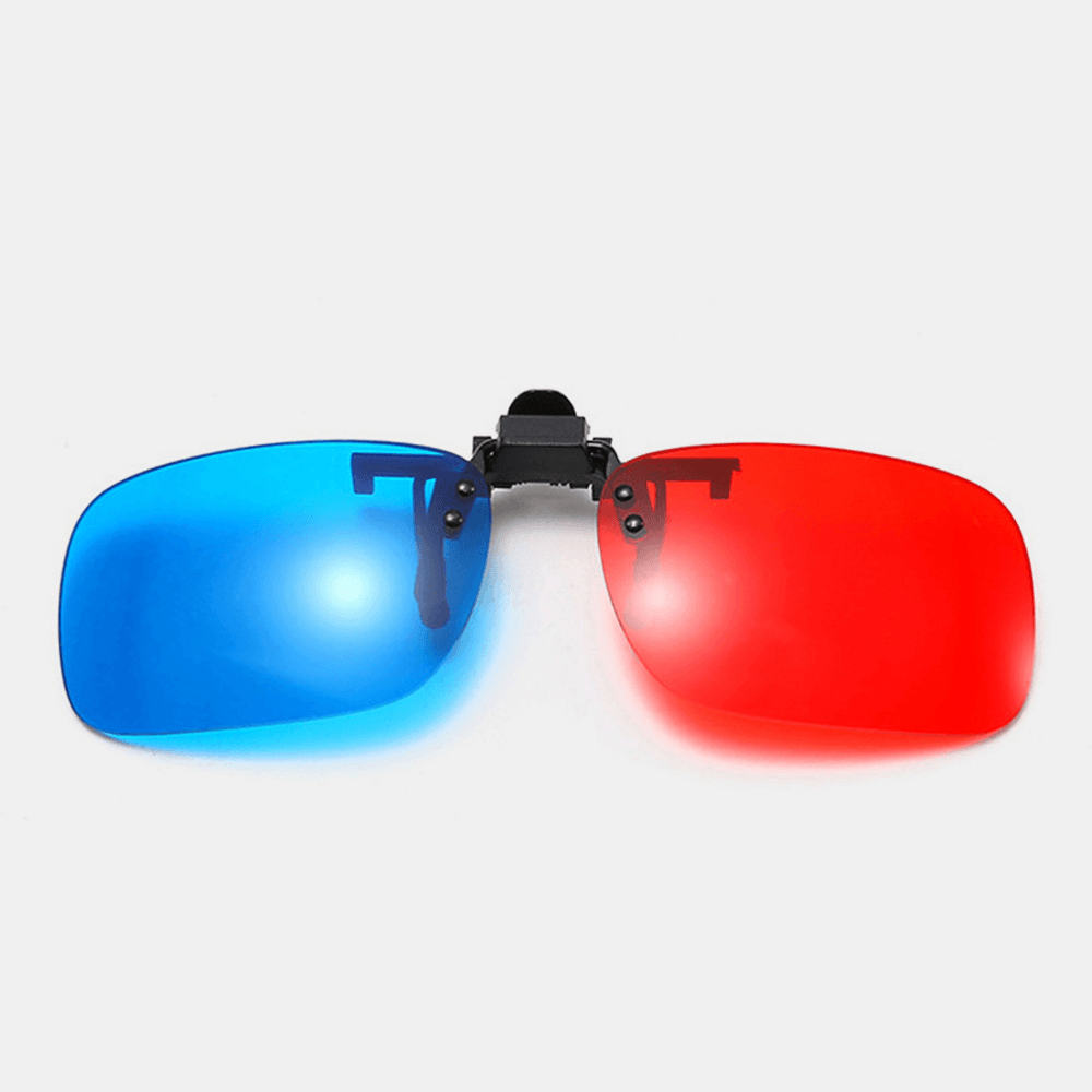 Unisex 3D Stereo Glasses Clip Lens Cinema Film Red and Blue Universal Glasses Lens with Case - MRSLM