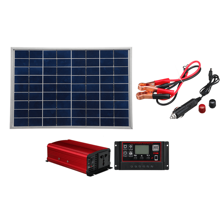 Solar Panel Power System Complete Kit 18V 30W Solar Panel 60A Charger USB Controller 1000W Solar Inverter - MRSLM