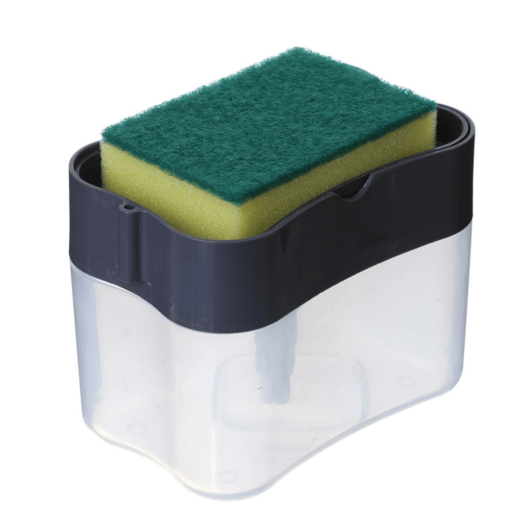 2-In-1 Liquid Dispenser Container Hand Press Soap Pump Dispenser with Sponge Holder Soap Organizer for Kitchen Cleaner Tools - MRSLM