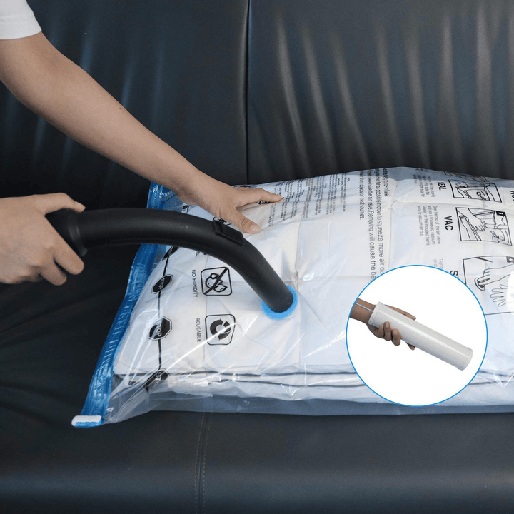 6PC Vacuum Bag Seal Compressed Travel Storage Bag Home Organizer Foldable Clothes Bag with Hand Pump - MRSLM