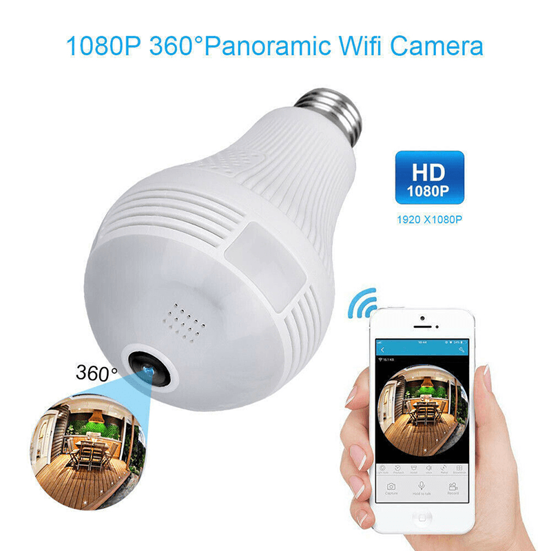 360° Panoramic Wifi 960P IP Camera Light Bulb Home Security Video Camera Led Cam Wireless CCTV Surveillance Fisheye Network Work with ICSEE APP - MRSLM